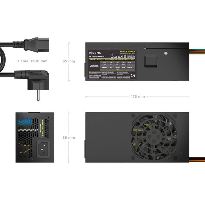 Aisens Fuente de Alimentación TFX 500W ASPC-500TFX-PSEBK Negra Aisens Fuente de Alimentación TFX 500W ASPC-500TFX-PSEBK Negra